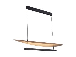 Abisal CCT 1.2m Pendant, 48W LED, 2700-5700K Remote Control, 6300lm, Black/Beech Wood, 3yrs Warranty