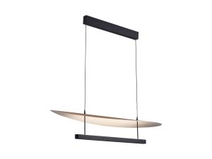 Abisal CCT 1.2m Pendant, 40W LED, 2700-5700K Remote Control, 5360lm, Black/Beech Wood, 3yrs Warranty