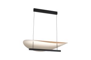 Abisal CCT 1m Pendant, 40W LED, 2700-5700K Remote Control, 5360lm, Black/Beech Wood, 3yrs Warranty