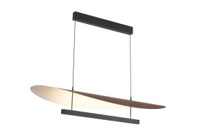 Abisal CCT 1.2m Pendant, 40W LED, 2700-5700K Remote Control, 5360lm, Black/Dark Wood, 3yrs Warranty