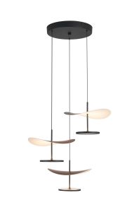 Abisal CCT Round 3 Light Pendant, 32W LED, 2700-5700K Remote Control, 4300lm, Black/Dark Wood, 3yrs Warranty