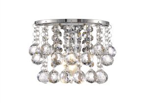 Acton Wall Lamp 1 Light E14 Switched Polished Chrome/Sphere Crystal