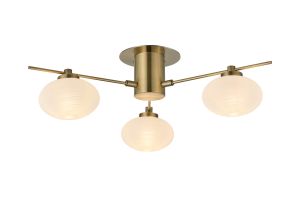 Addie Flush Ceiling, 3 Light G9, Antique Brass/Opal A Glass