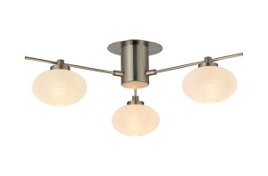 Addie Flush Ceiling, 3 Light G9, Satin Nickel/Opal A Glass