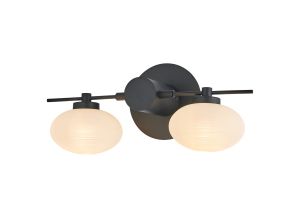 Addie Wall Lamp, 2 Light G9, Satin Black/Opal A Glass