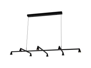 Africa 8 Light Linear Pendant, 42W LED, 3000K, 3600lm, Triac Dimmable, Black, 3yrs Warranty