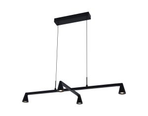 Africa 4 Light Linear Pendant, 21W LED, 3000K, 1800lm, Triac Dimmable, Black, 3yrs Warranty