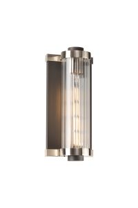 Equa Wall Light, 1 Light E27, IP54, Anthracite/Satin Nickel/Clear Ribbed Glass Shade