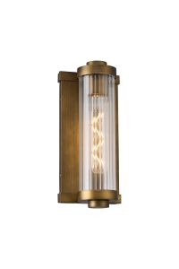 Equa Wall Light, 1 Light E27, IP54, Matt Bronze/Clear Ribbed Glass Shade
