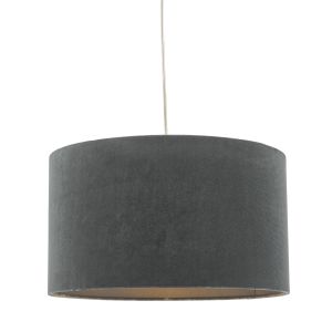 Akavia E27 Non Electric Grey Velvet Drum Shade With Self Coloured Cotton Lining (Shade Only)