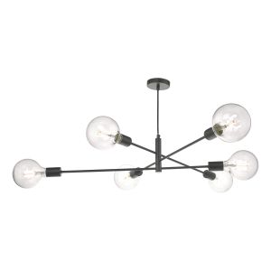 Alana 6 Light E27 Black Adjustable Pendant Ceiling Light