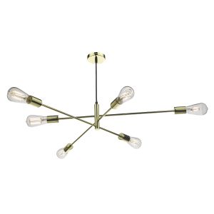 Alana 6 Light E27 Polished Gold Adjustable Pendant Celing Light