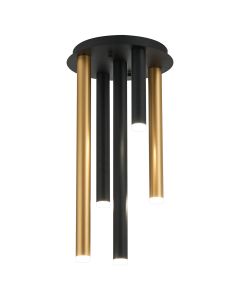Rita 30cm Round 5 Ceiling Light, 25W LED, 4000K, 1625lm, IP44, Satin Black/Satin Gold, 3yrs Warranty