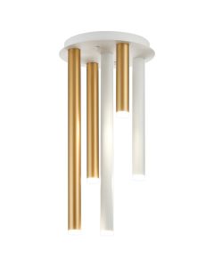 Rita 30cm Round 5 Ceiling Light, 25W LED, 4000K, 1625lm, IP44, Satin White/Satin Gold, 3yrs Warranty