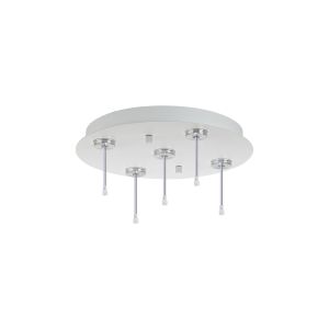 Rita 27cm Round 5 DC Plug Canopy/Ceiling Rose Kit (FRAME ONLY, Incl Driver) For Rita Only, (IP44 When With Tube) Satin White, 3yrs Wty