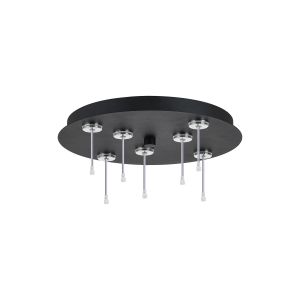 Rita 32cm Round 7 DC Plug Canopy/Ceiling Rose Kit (FRAME ONLY, Incl Driver) For Rita Only, (IP44 When With Tube) Satin Black, 3yrs Wty