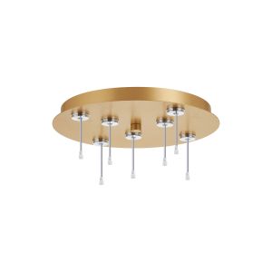 Rita 32cm Round 7 DC Plug Canopy/Ceiling Rose Kit (FRAME ONLY, Incl Driver) For Rita Only, (IP44 When With Tube) Satin Gold, 3yrs Wty