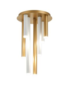 Rita 32cm Round 7 Ceiling Light, 35W LED, 4000K, 2275lm, IP44, Satin Gold/Satin White, 3yrs Warranty