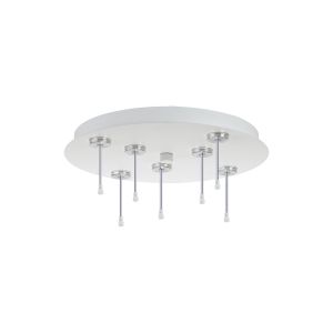 Rita 32cm Round 7 DC Plug Canopy/Ceiling Rose Kit (FRAME ONLY, Incl Driver) For Rita Only, (IP44 When With Tube) Satin White, 3yrs Wty