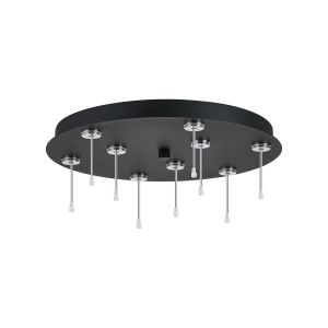Rita 42cm Round 9 DC Plug Canopy/Ceiling Rose Kit (FRAME ONLY, Incl Driver) For Rita Only, (IP44 When With Tube) Satin Black, 3yrs Wty