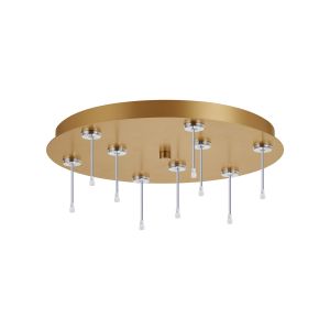 Rita 42cm Round 9 DC Plug Canopy/Ceiling Rose Kit (FRAME ONLY, Incl Driver) For Rita Only, (IP44 When With Tube) Satin Gold, 3yrs Wty