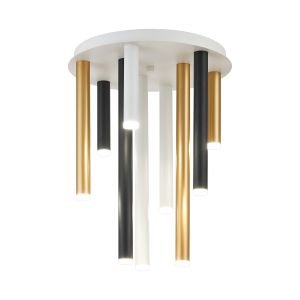 Rita 35cm Round 9 Ceiling Light, 45W LED, 4000K, 2925lm, IP44, Satin White/Satin Black/Satin Gold, 3yrs Warranty