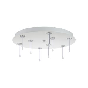 Rita 42cm Round 9 DC Plug Canopy/Ceiling Rose Kit (FRAME ONLY, Incl Driver) For Rita Only, (IP44 When With Tube) Satin White, 3yrs Wty