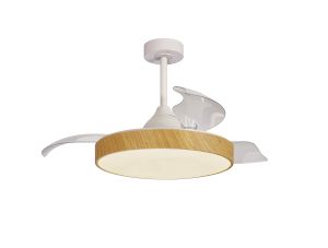 Alaska 50cm 50W LED Dimmable Ceiling Light With Built-In 30W DC Fan, 2700-5000K Remote & APP Control, 3300lm, Wood, 5yrs Warranty