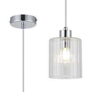 Umbre 12cm Pendant, 1 x E14, IP44, Polished Chrome/Clear Glass