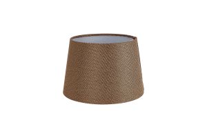 Alessandro Round, 30x20cm Linen Fabric Shade (E), Brown/White Laminate