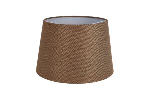 Alessandro Round, 40x26cm Linen Fabric Shade (G), Brown/White Laminate