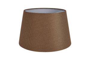 Alessandro Round, 45x28cm Linen Fabric Shade (H), Brown/White Laminate