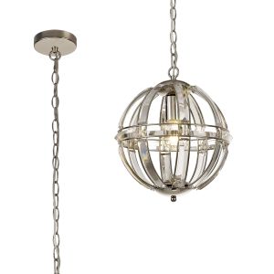Koka 31cm Small Round Pendant, 1 Light E27, Polished Nickel