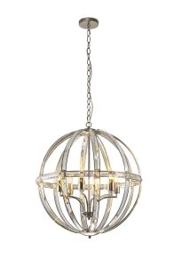 Koka 62cm Large Round Pendant, 6 Light E27, Polished Nickel