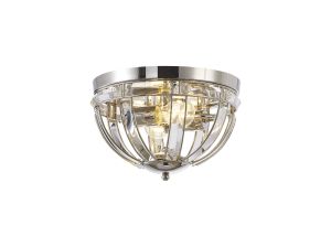 Koka 31cm Round Flush, 2 Light E27, Polished Nickel