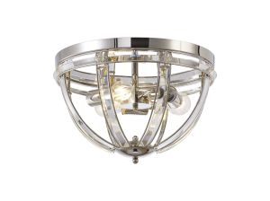 Koka 41.5cm Round Flush, 3 Light E27, Polished Nickel