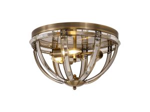 Koka 41.5cm Round Flush, 3 Light E27, Antique Brass