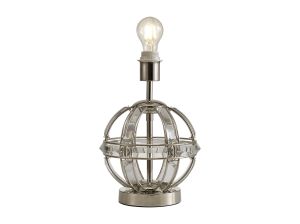 Koka Round Crystal Table Lamp Without Shade, 1 Light E27, Polished Nickel