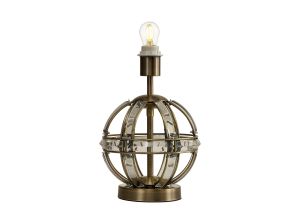 Koka Round Crystal Table Lamp Without Shade, 1 Light E27, Antique Brass
