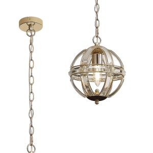 Koka 22cm Extra Small Round Pendant, 1 Light E27, French Gold