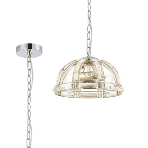 Koka 30cm Small Dome Pendant, 2 Light E27, Polished Nickel