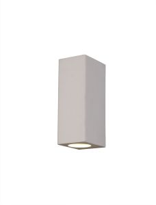 Alina Rectangular Up & Down Wall Lamp, 2 x GU10, White Paintable Gypsum