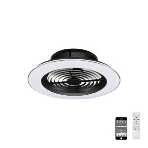 Alisio 63cm 70W LED Dimmable Ceiling Light With Built-In 35W DC Reversible Fan, BlackWhite Finish c/w Remote Control and APP Control, 4900lm