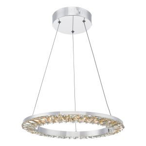Altamura Single 26W LED Integrated Polished Chrome Adjustable Ceiling Pendant With Crystal Detail