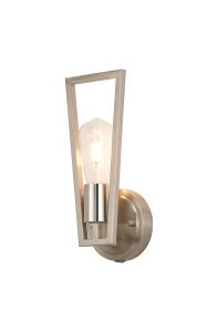 Rico Switched Wall Lamp, 1 Light E27, Satin Nickel/Polished Nickel