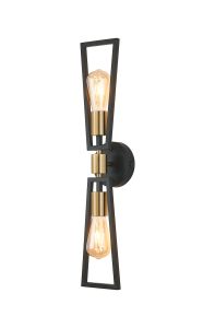 Rico Switched Wall Lamp, 2 Light E27, Gold/Satin Black