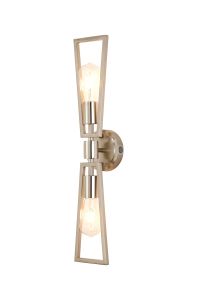 Rico Switched Wall Lamp, 2 Light E27, Satin Nickel/Polished Nickel
