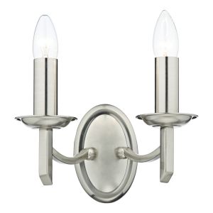 Ambassador 2 Light E14 Satin Chrome Wall Light With Pull Cord