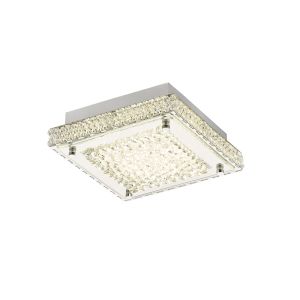 Ameribollita Square Flush Ceiling 12W 900lm LED 4200K Stainless Steel/Crystal, 3yrs Warranty