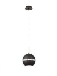 Andrea 19cm Single Pendant 1 Light E27 Graphite/Crystal